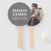 Simple Grey Modern Photo Afstuderen Handwaaier (Voorkant en achterkant)