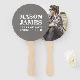 Simple Grey Modern Photo Afstuderen Handwaaier