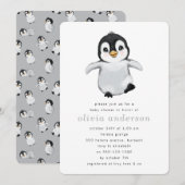 Simple Grey Penguin Winter Baby shower Kaart (Voorkant / Achterkant)