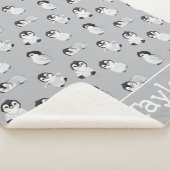 Simple Grey Penguin Winter Baby shower Sherpa Deken (3/4)