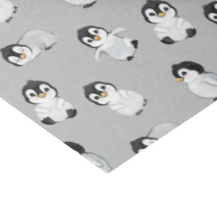 Simple Grey Penguin Winter Baby shower Tissuepapier