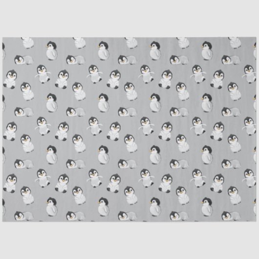 Simple Grey Penguin Winter Baby shower Tissuepapier (Voorkant)