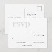 Simple Grey Response Wedding RSVP Briefkaart (Voorkant / Achterkant)