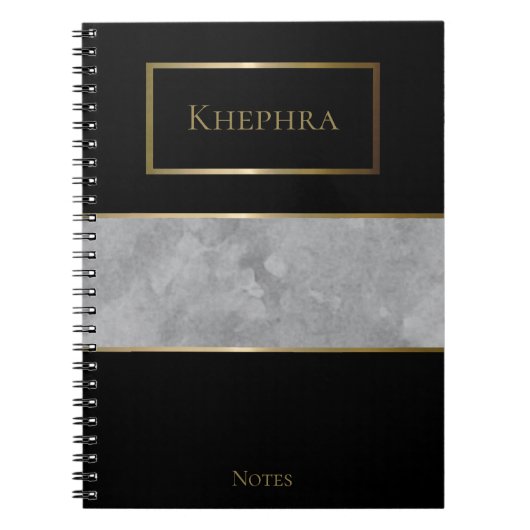 Simple Grey Waterverf Monogram Name Notitieboek (Voorkant)