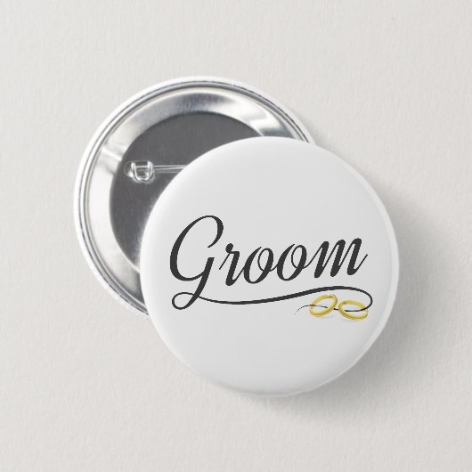 Simple Groom Floral Wedding Calligraphy Pin Button (Voorkant /achterkant)