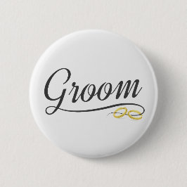 Simple Groom Floral Wedding Calligraphy Pin Button