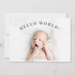 Simple Hallo World Photo Polka Birth Aankondiging