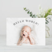 Simple Hallo World Photo Polka Birth Aankondiging (Staand voorkant)