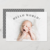 Simple Hallo World Photo Polka Birth Aankondiging (Voorkant / Achterkant)