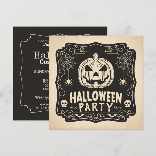 Simple Halloween Costume Party | Uitnodiging (Voorkant / Achterkant)