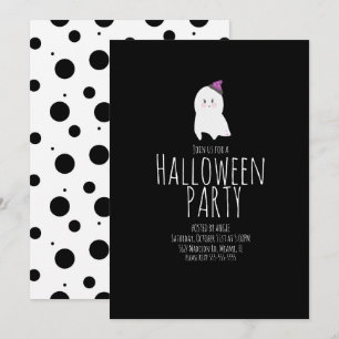 Simple Halloween Cute Ghost Birthday Party Event Kaart