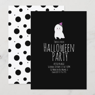 Simple Halloween Cute Ghost Birthday Party Event Kaart