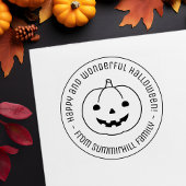 Simple Halloween Pumpkin Round Message Rubberstempel