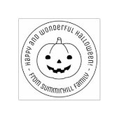 Simple Halloween Pumpkin Round Message Rubberstempel (Afrduk)