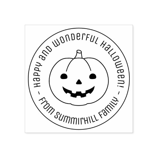 Simple Halloween Pumpkin Round Message Rubberstempel (Afrduk)