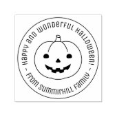 Simple Halloween Pumpkin Round Message Zelfinktende Stempel (Design)