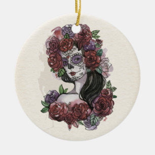 Simple Hand-draw Dia de los Muertos   Versiering Keramisch Ornament