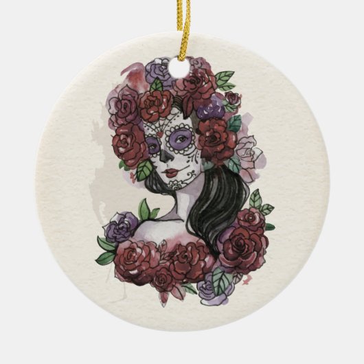 Simple Hand-draw Dia de los Muertos | Versiering Keramisch Ornament (Voorkant)