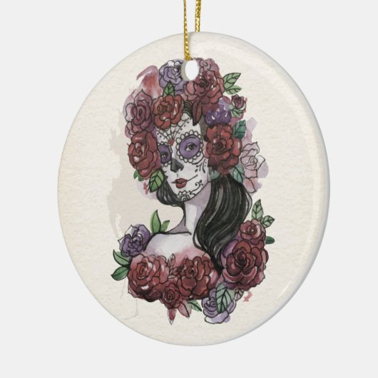 Simple Hand-draw Dia de los Muertos | Versiering Keramisch Ornament (Links)