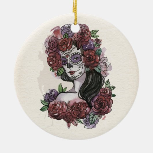Simple Hand-draw Dia de los Muertos | Versiering Keramisch Ornament (Achterkant)