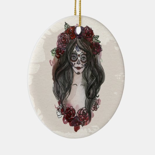 Simple Hand-draw Dia de los Muertos | Versiering Keramisch Ornament (Rechts)