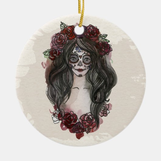 Simple Hand-draw Dia de los Muertos | Versiering Keramisch Ornament (Voorkant)