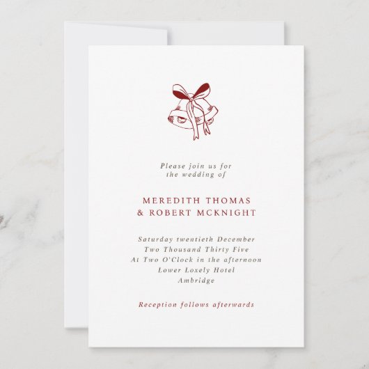 Simple Hand Drawn Bells Christmas Wedding Kaart (Voorkant)