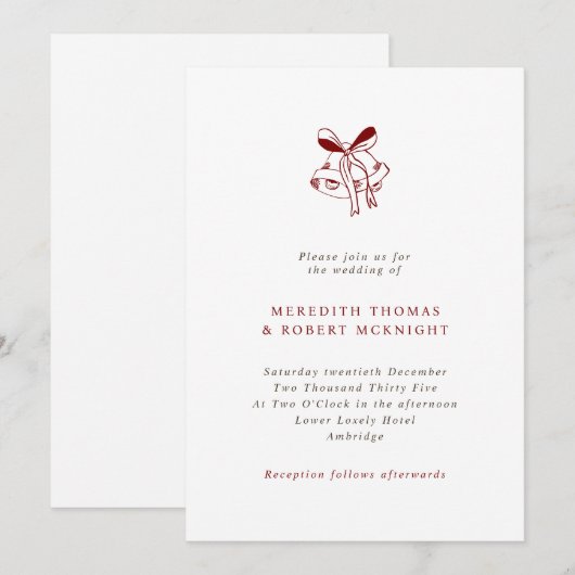 Simple Hand Drawn Bells Christmas Wedding Kaart (Voorkant / Achterkant)