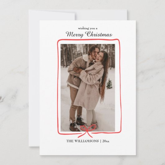 Simple Hand-Drawn Border Christmas Photo Card Save The Date (Voorkant)