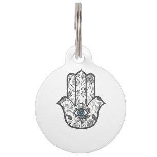 Simple Hand Drawn Floral Hamsa Hand Huisdierpenning