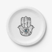 Simple Hand Drawn Floral Hamsa Hand Papieren Bordje (Voorkant)