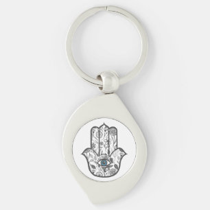 Simple Hand Drawn Floral Hamsa Hand Sleutelhanger