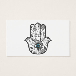 Simple Hand Drawn Floral Hamsa Hand Visitekaartjes