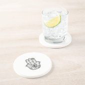 Simple Hand Drawn Floral Hamsa Hand Zandsteen Onderzetter (Zijkant)