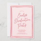 Simple Hand Drawn Graduation Party Photo Pink Kaart (Voorkant)