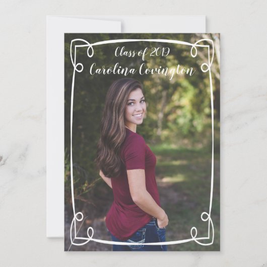 Simple Hand Drawn Lijst Photo Afstuderen Aankondiging (Voorkant)