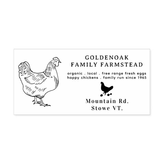 Simple Hand Sketch Personalized Chicken Eg Boerder Rubberstempel (Afrduk)