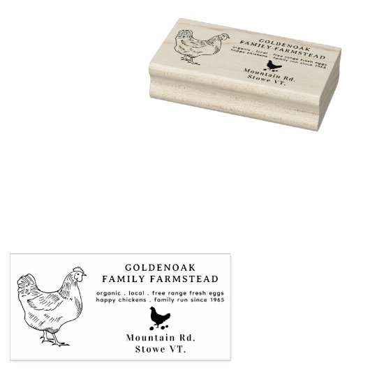 Simple Hand Sketch Personalized Chicken Eg Boerder Rubberstempel (Gestempeld)