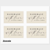 Simple Handmade with Love Script Business | Ecru Rechthoekige Sticker (Vel)