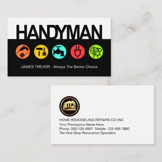 Simple Handyman Signage Construction Tools Visitekaartje (Voorkant / Achterkant)