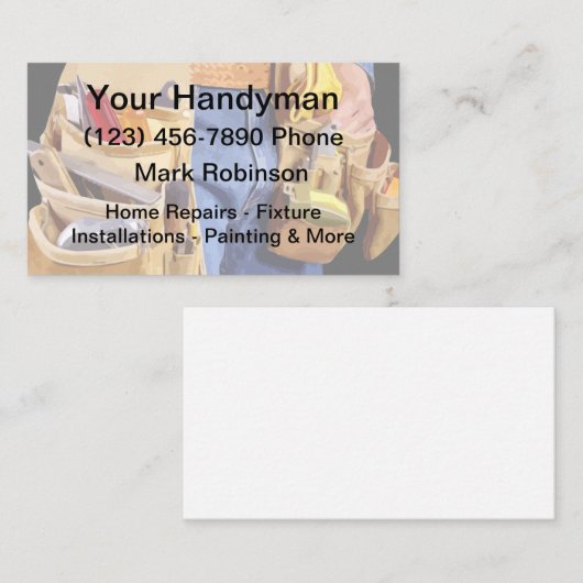Simple Handyman Theme Visitekaartjes (Voorkant / Achterkant)