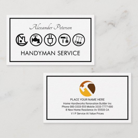 Simple Handyman Tools Frame Visitekaartje (Voorkant / Achterkant)