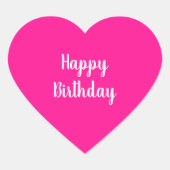 Simple Happy Birthday Hot Pink Hart Sticker (Voorkant)