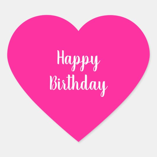 Simple Happy Birthday Hot Pink Hart Sticker (Voorkant)