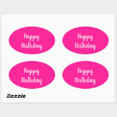 Simple Happy Birthday Hot Pink Ovale Sticker (Vel)