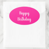Simple Happy Birthday Hot Pink Ovale Sticker (Tas)