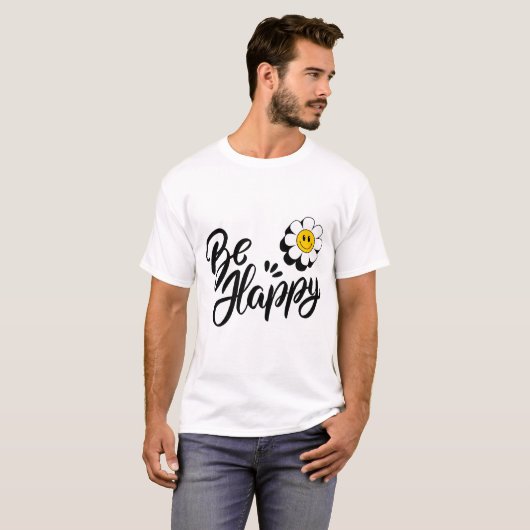 Simple Happy Flower - Good Vibes Smile Design T-shirt (Voorkant volledig)