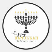 Simple HAPPY HANNUKAH Menorah Ronde Sticker (Voorkant)