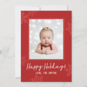 Simple Happy Holidays Script Snowflakes Photo Feestdagenkaart (Voorkant)