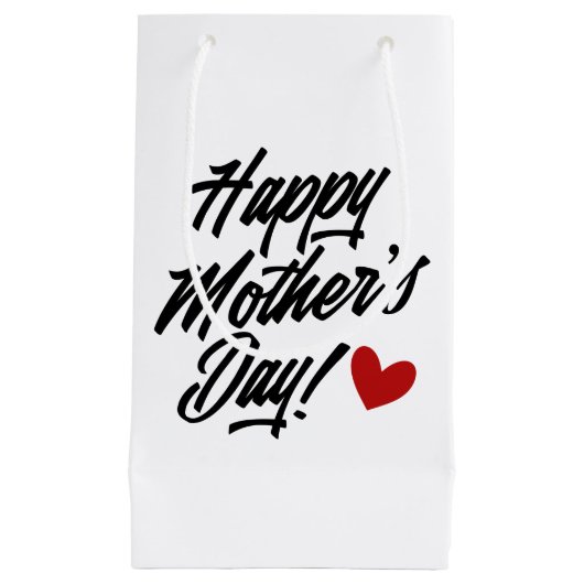 Simple Happy Moederdag Calligraphy | Gift Bag Klein Cadeauzakje (Voorkant)